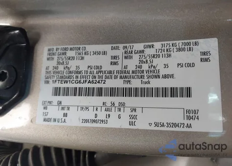 2018 Ford F-150 Platinum from USA, damaged, VIN 1FTEW1CG6JFA62472